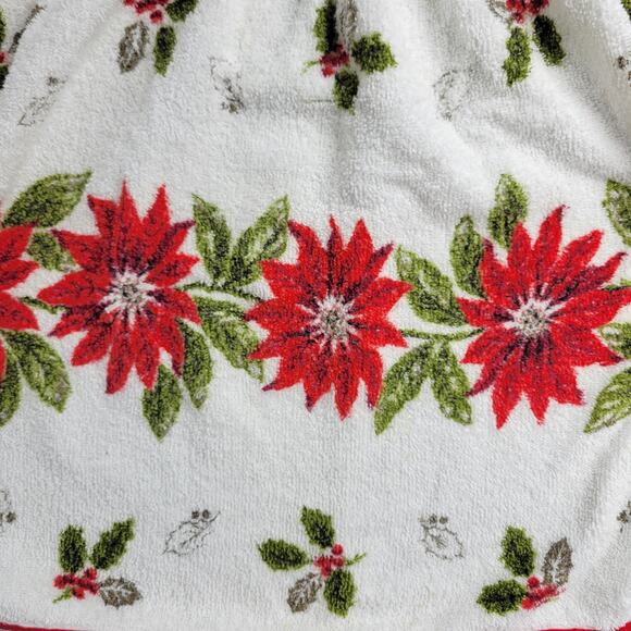 Vintage Terrycloth Christmas Theme Wrap Apron Pointsettia Flower Retro Handmade - Picture 8 of 8